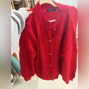Classic Red Cable Knit Sweater